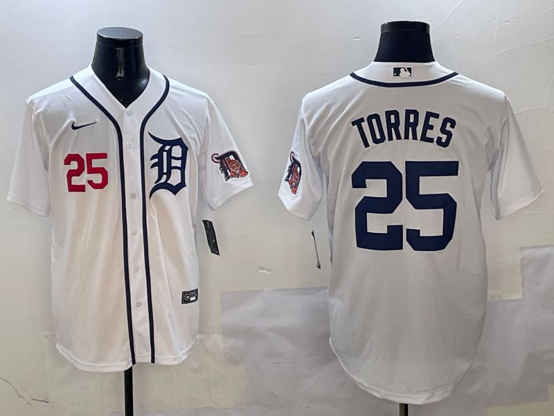 Men Detroit Tigers 25 Torres White Game 2025 Nike MLB Jersey style 3123